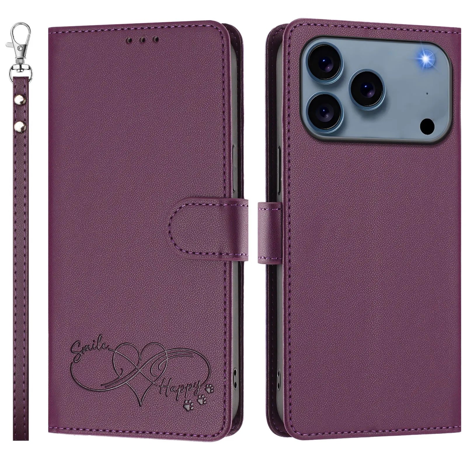 Heart Pattern Flip Wallet Case for iPhone 17 Series