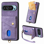 Google Pixel 9 Series Shockproof PU Leather Wallet Case with Built-in Card Holder