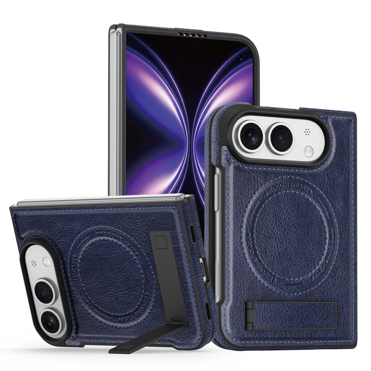 Leather Kickstand Case with MagSafe Alignment Ring for iPhone Duo