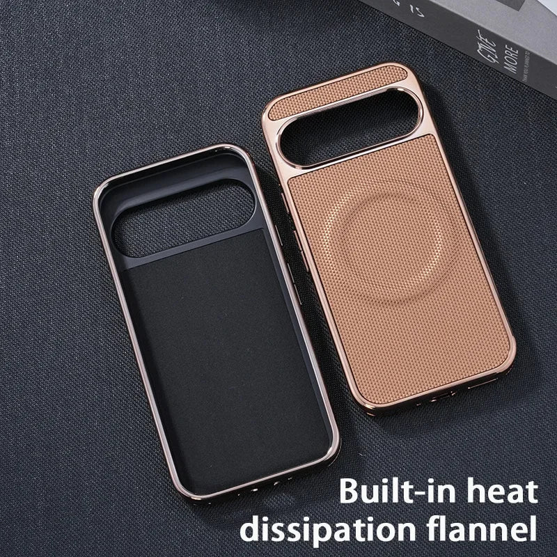 Soft Edge Leather Plating Magnetic Case for Google Pixel 9 Series