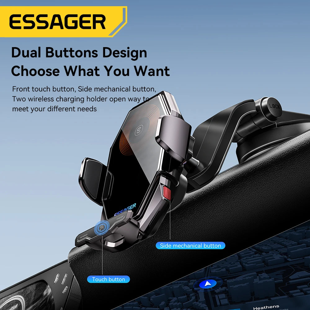 Essager 15W Qi Wireless Car Charger with Dashboard Phone Holder