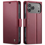 Pebbled Leather Magnetic Flip Wallet Case with Foldable Kickstand for iPhone 18 Series