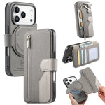 Shockproof Leather Flip Case with Detachable Zipper Wallet for iPhone 17 Series