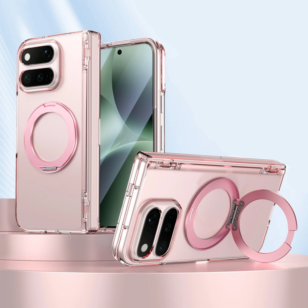 Transparent Fold Case with 360° Rotatable Ring for Google Pixel 11 Pro Fold