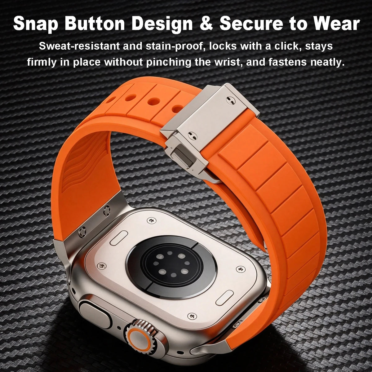 Fluororubber Sport Strap with Double-Press Clasp for Apple Watch