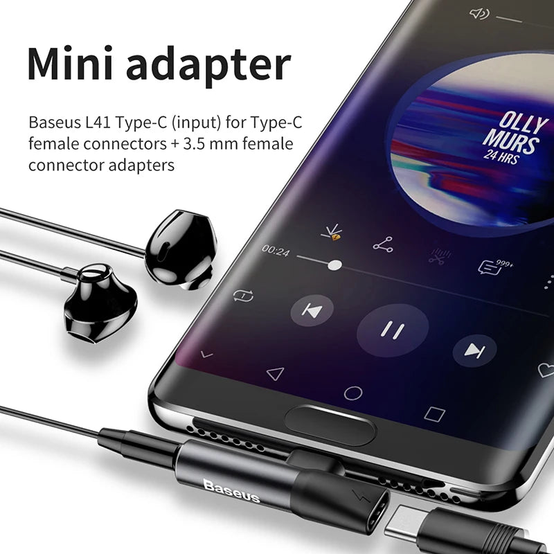 Baseus 2-in-1 USB Type-C to 3.5mm AUX Jack Audio Adapter