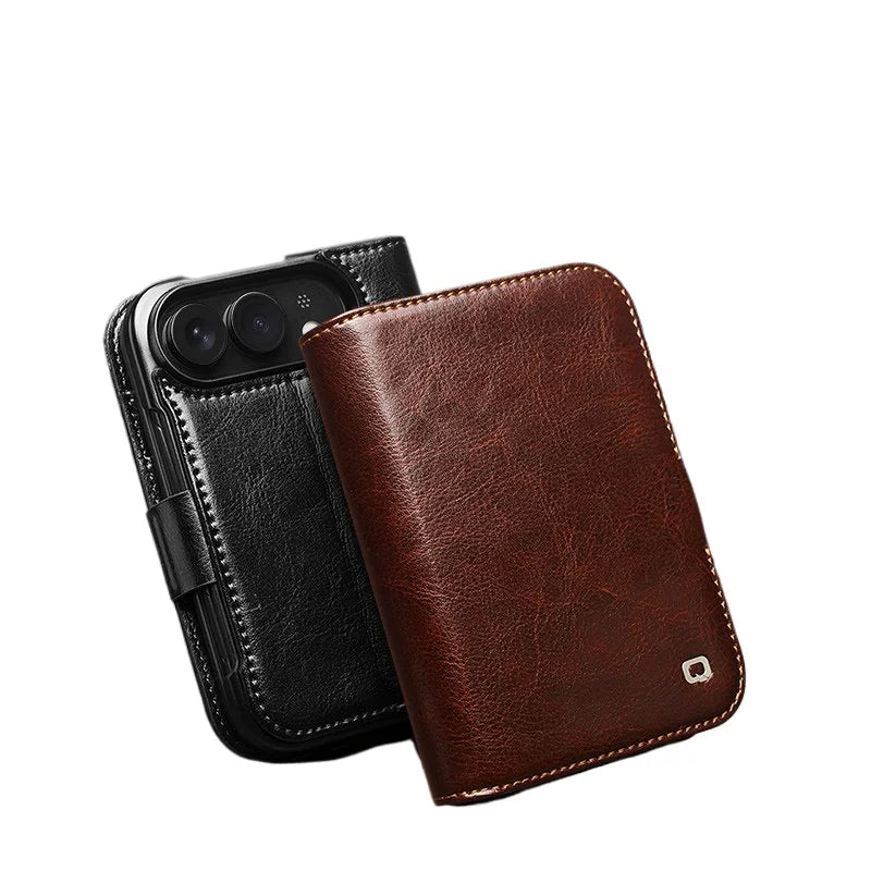 Leather Magnetic Flip Case with Built-In Kickstand for iPhone Duo