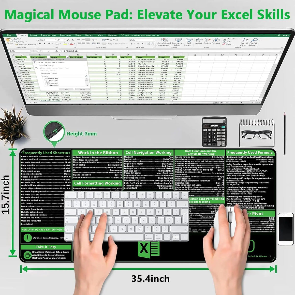 Excelpad Control Keys Excel Shortcut Keys Cheat Sheet Desk Pad – Devicean