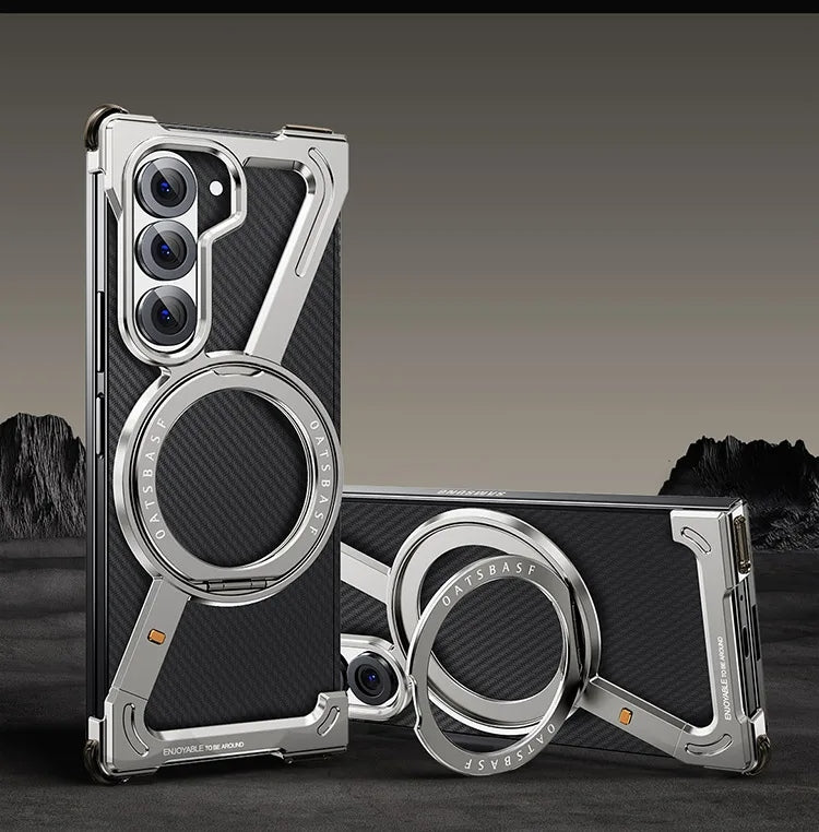 Samsung Galaxy Z Fold 5 Bezel-less Metal Case with Magnetic Stand