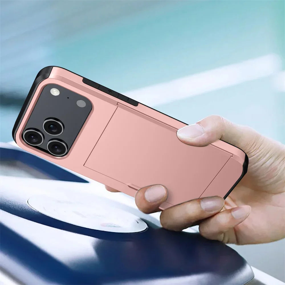 Heavy-Duty Armor Case with Built-In Card Holder for iPhone 17 Series