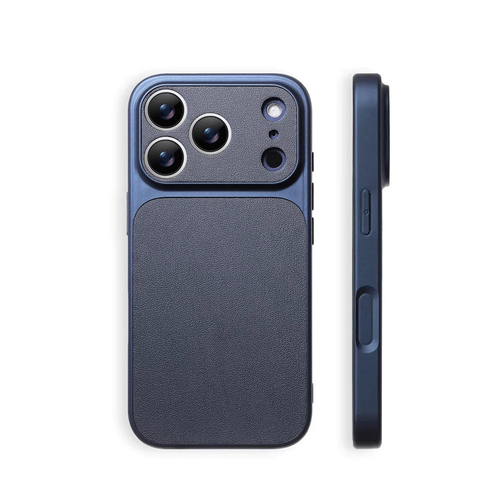 Shockproof Leather Bumper Case with Full Camera Lens Protection for iPhone 17 Series