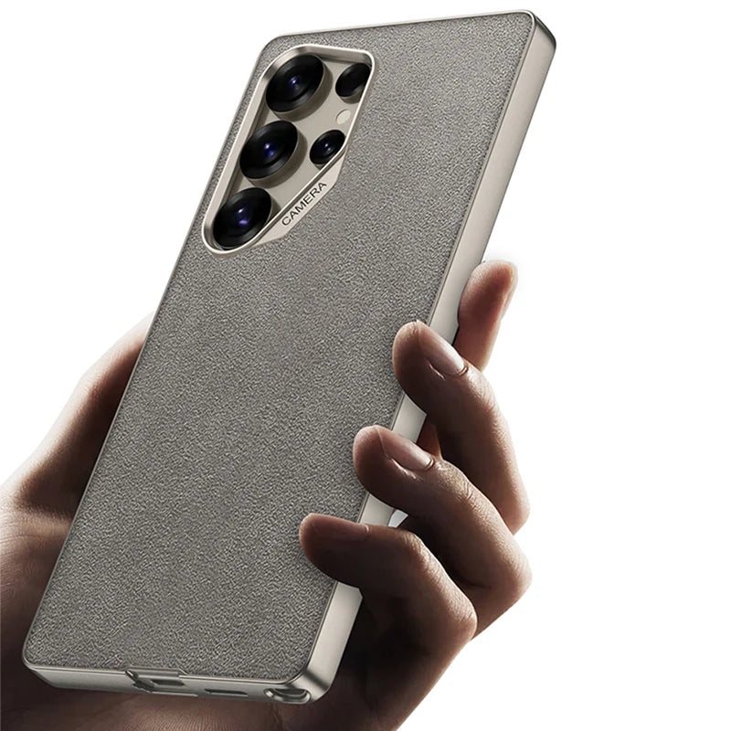 Comfortable Suede Velvet Leather Phone Case with Lens Guard for Samsung Galaxy S25 Ultra