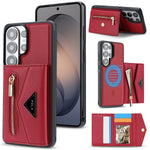 Pebble Grain Leather Detachable Card Pouch Case with Magnetic Attachment for Samsung Galaxy S24 Ultra