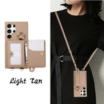 Wrist Strap Crossbody Leather Wallet Case with Ring Holder for Samsung Galaxy S23 Series