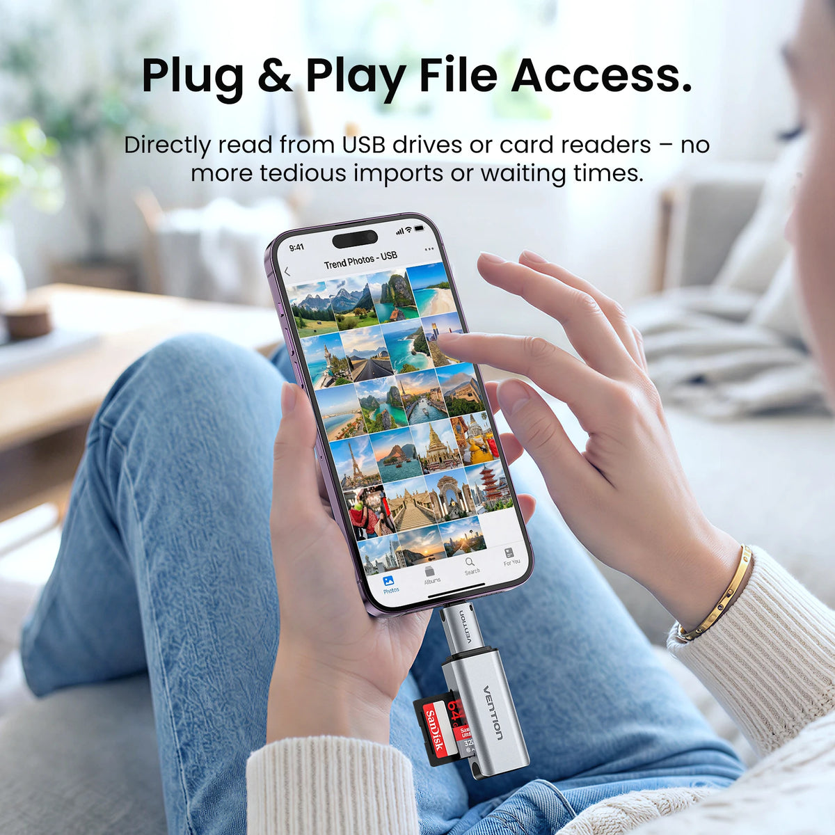 Vention Lightning To USB-C OTG Adapter