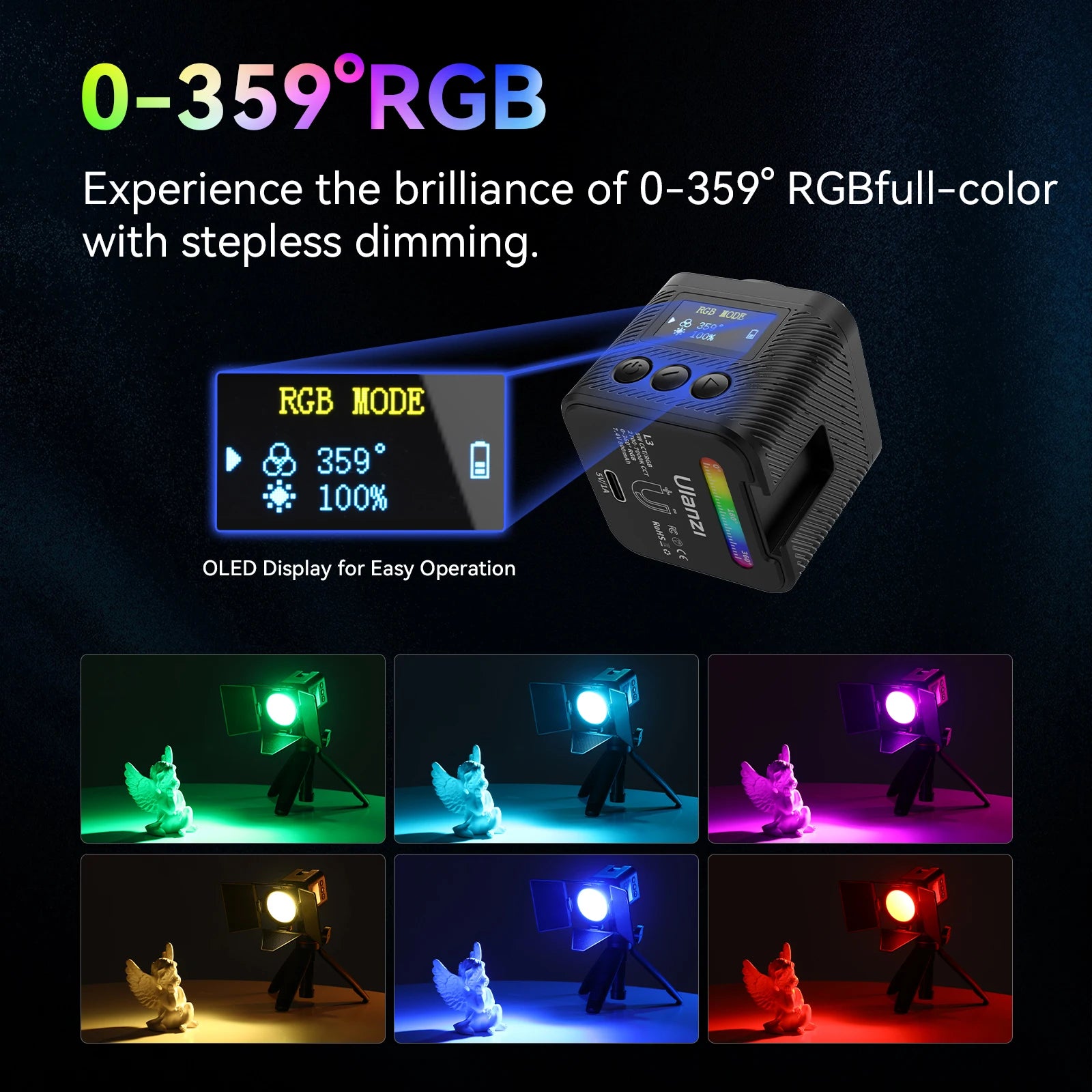 Ulanzi L3 Mini RGB Video Light with Accessories