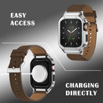 Luxury Metal Frame & Leather Strap Modification Kit for Apple Watch