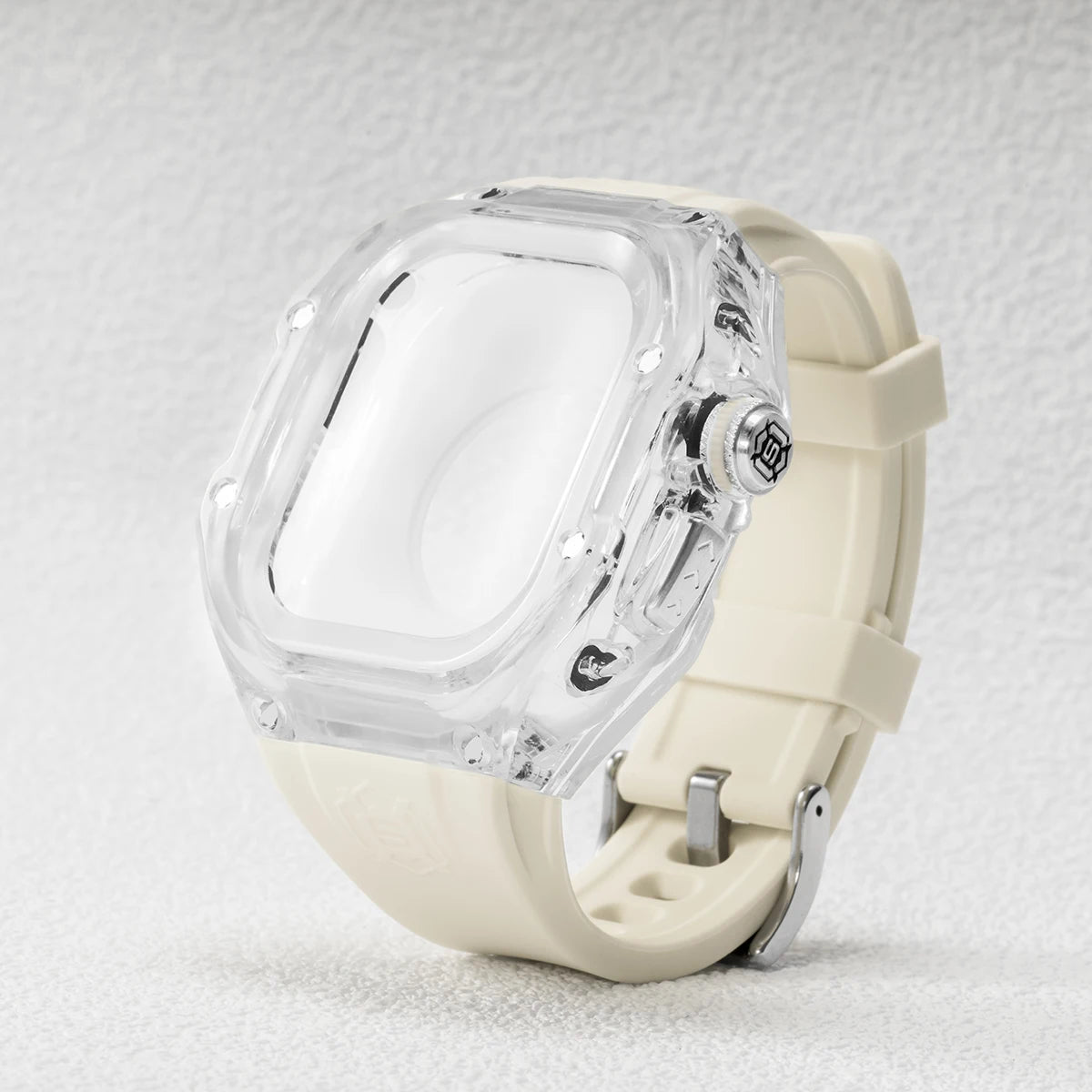 Luxury Transparent Protective Case with Silicone Strap for Apple Watch Ultra