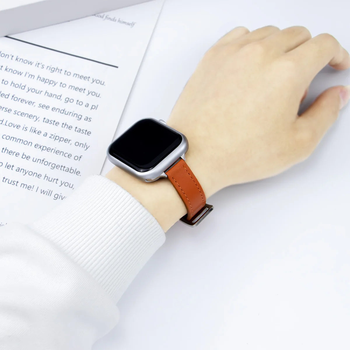 Elegant Slim Leather Strap for Apple Watch
