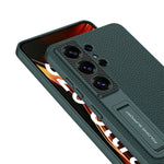 Shockproof Suede Leather Case with Hidden Stand for Samsung Galaxy S26 Ultra