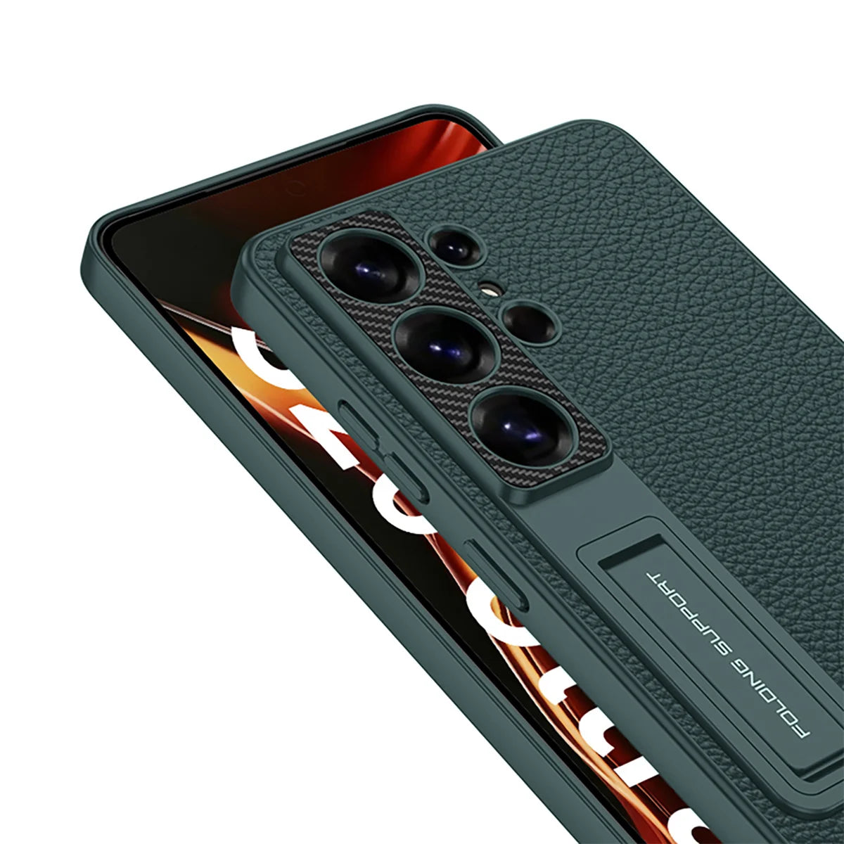 Shockproof Suede Leather Case with Hidden Stand for Samsung Galaxy S26 Ultra
