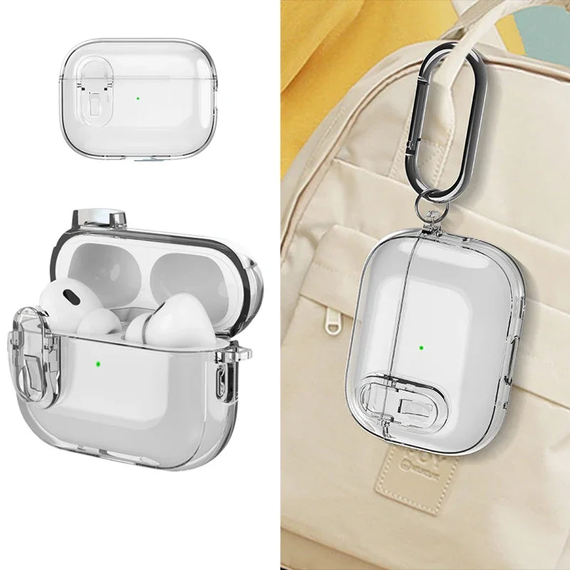 TPU+PC Clear Protective Shell with Keychain for AirPods