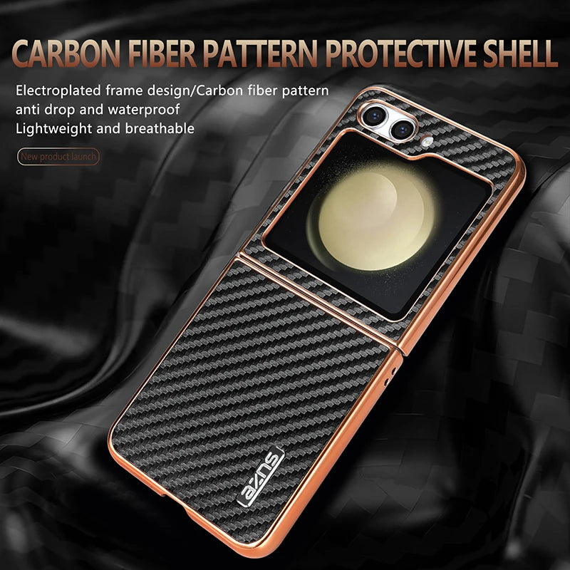 Luxury Carbon Fiber Pattern Phone Case for Samsung Galaxy Z Flip 6