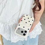 3D Black Polka Dot Bow Silicone Case for iPhone 17 Series
