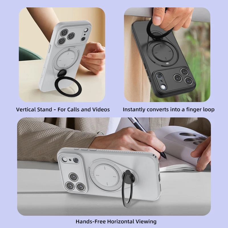 Soft TPU Shockproof MagSafe Case with 360° Rotating Metal Ring Stand for iPhone 17 Series
