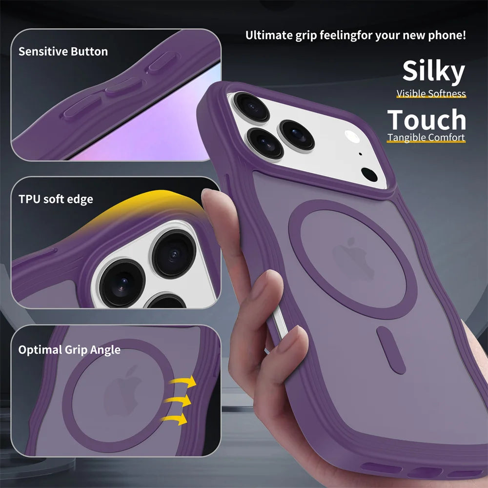 Stylish Curly Wave Matte MagSafe Case for iPhone 17 Series