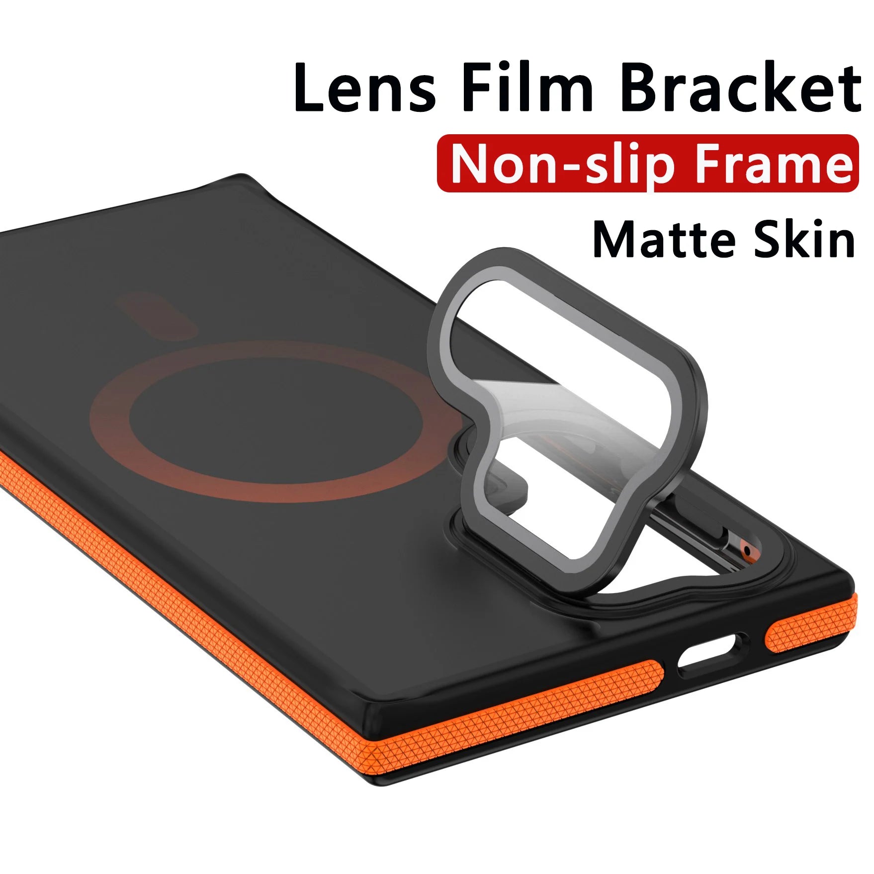Translucent Matte Magnetic Case with Lens Protector and Stand for Samsung Galaxy S25 Series