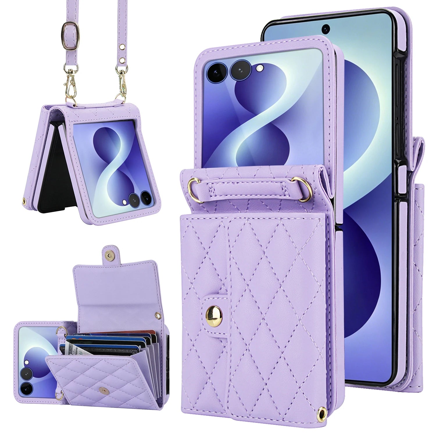 Crossbody Leather Wallet Case with Card Holder for Samsung Galaxy Z Flip 8