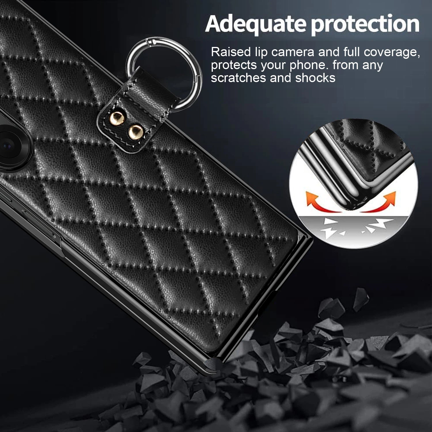 Diamond Grid Leather Magnetic Case with Ring Holder for Samsung Galaxy Z Fold 8 Ultra