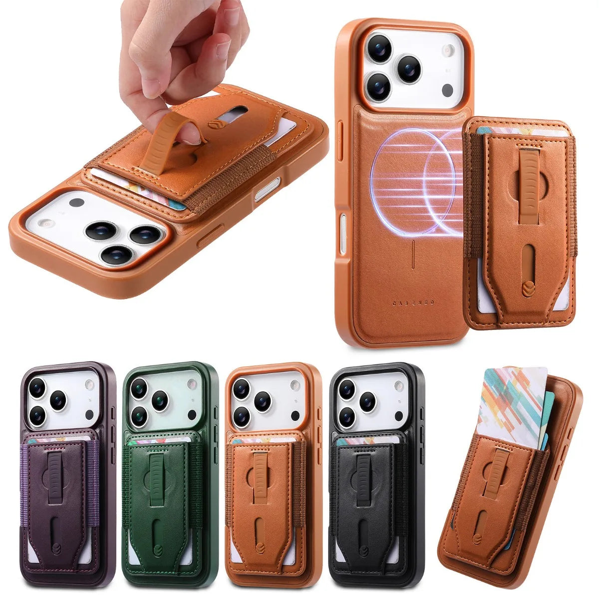 Premium Leather Case with Detachable Card Holder for iPhone 17 Series