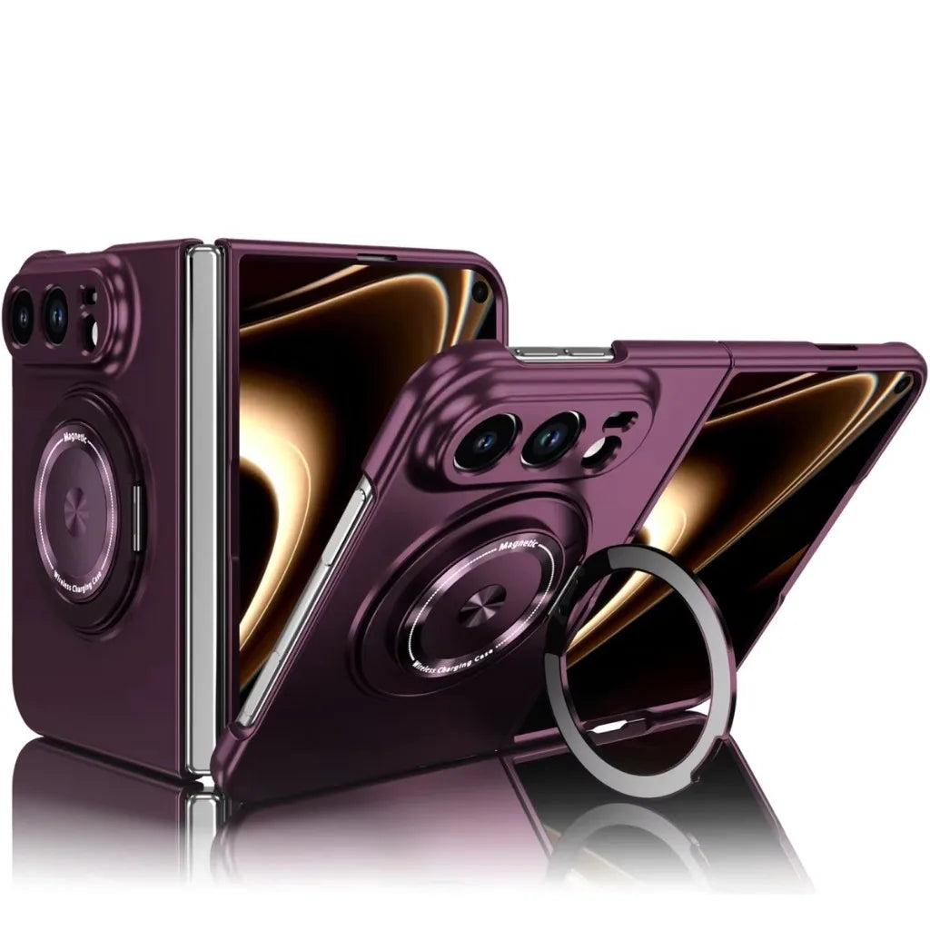 MagSafe Hinge Protection Case with 360° Rotatable Ring Kickstand for iPhone Duo