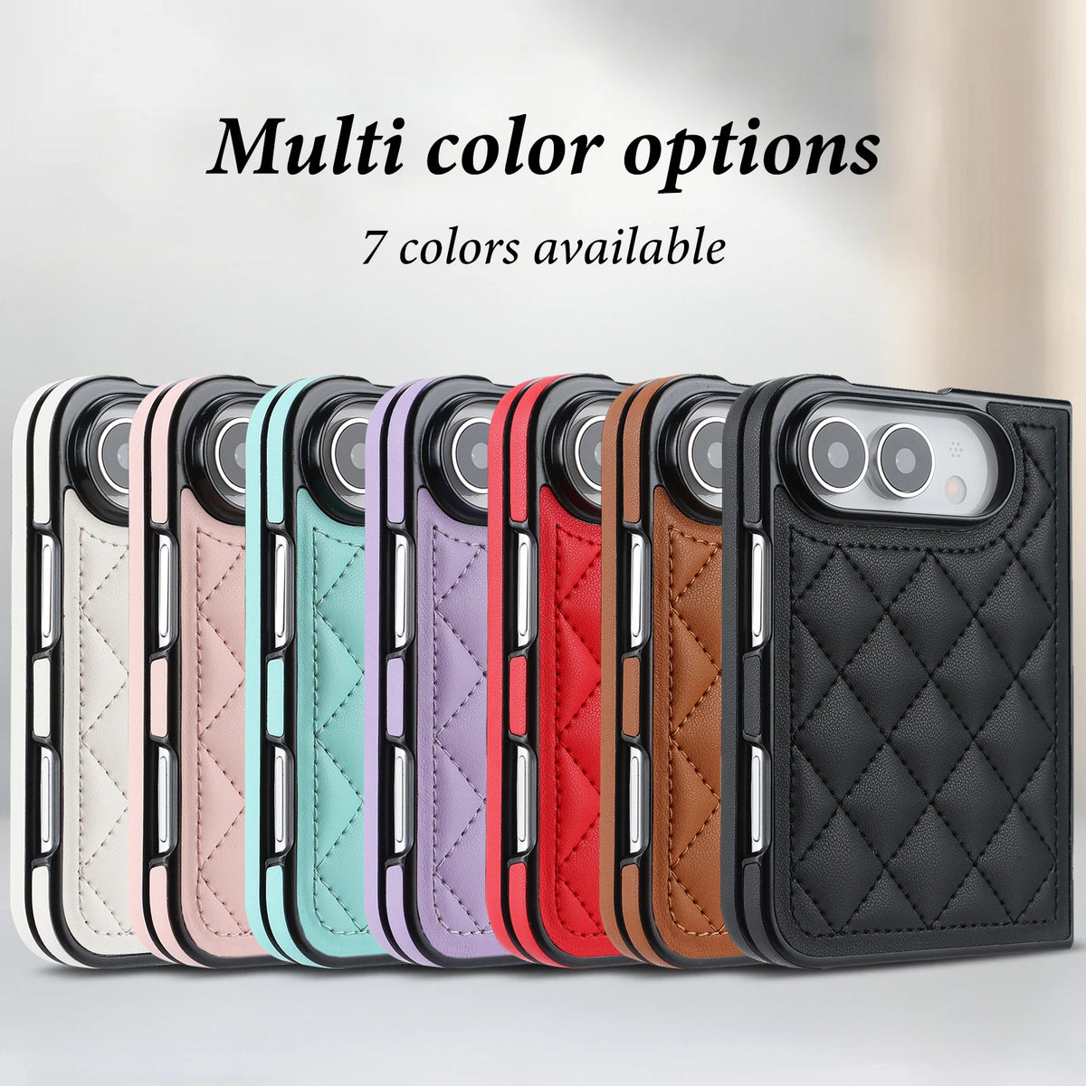 Diamond-Pattern Quilted Foldable Case with 360° Hinge for iPhone Duo