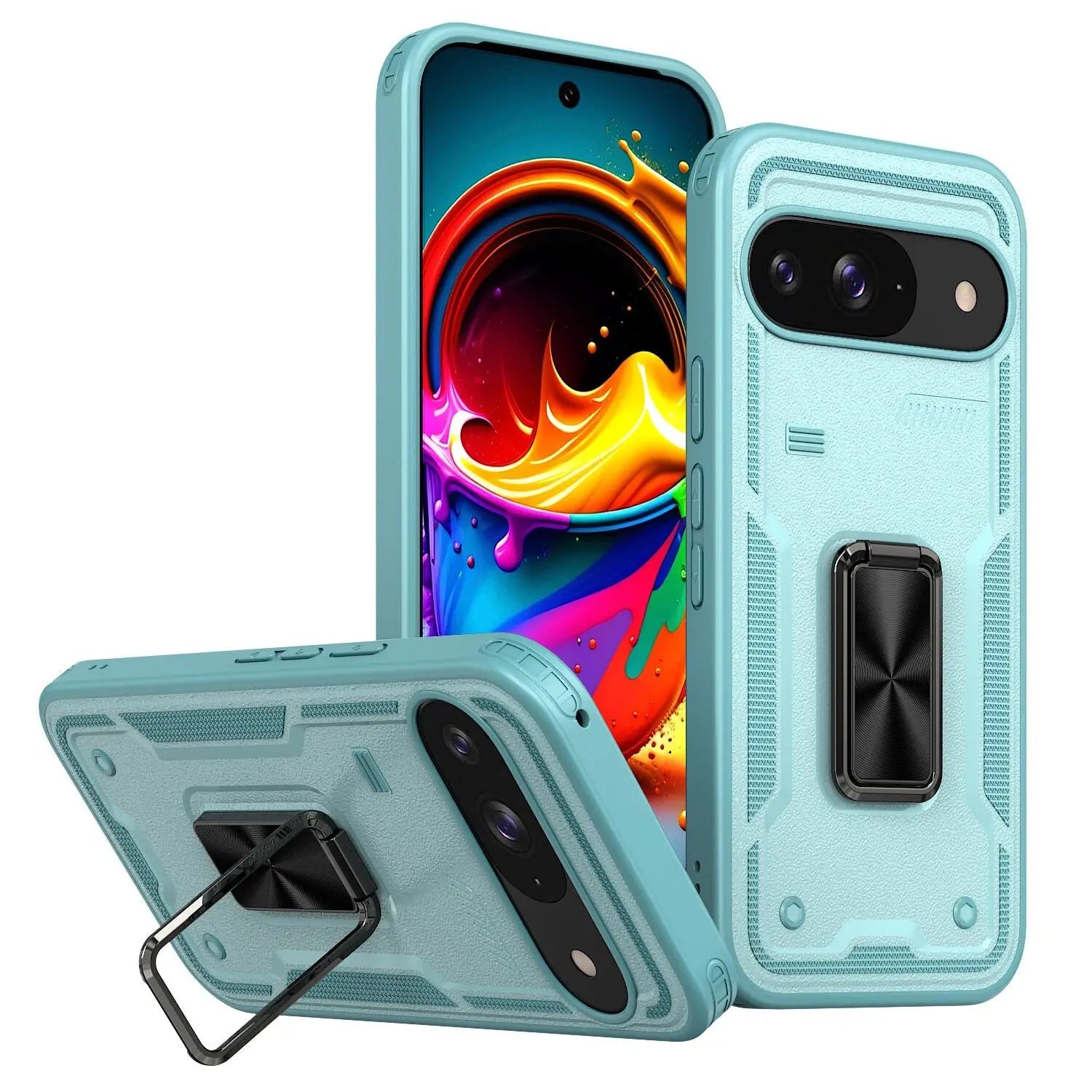 Shockproof Magnetic Case with Car Mount Ring Stand for Google Pixel 9 Series