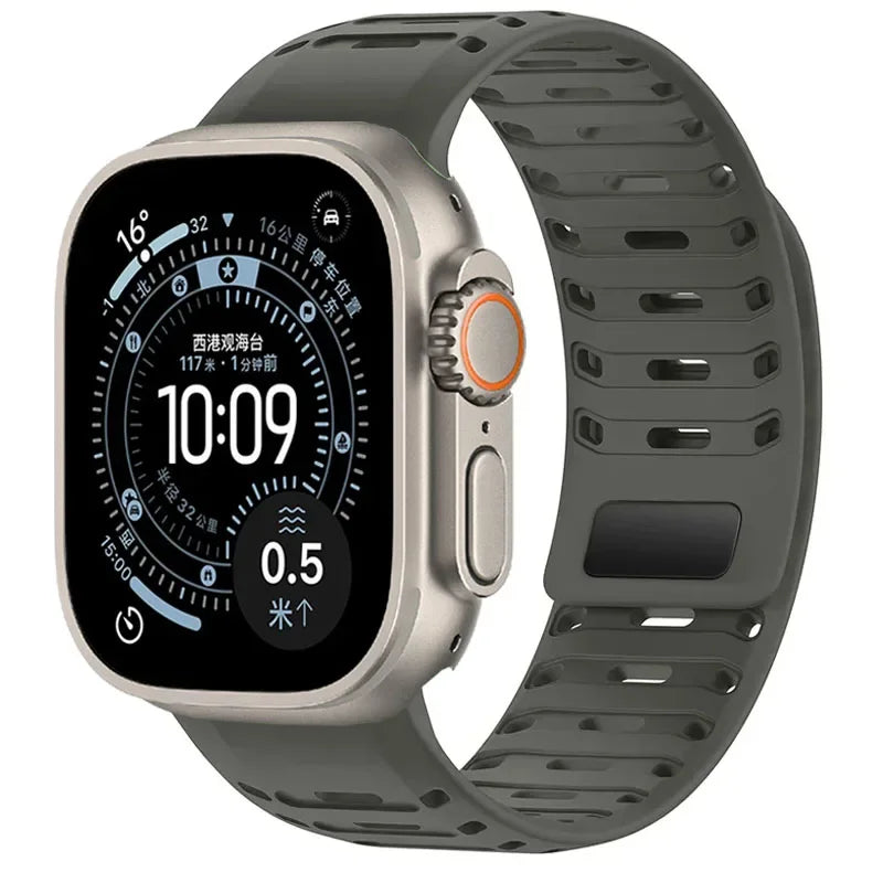 Breathable Silicone Band with Magnetic Clasp for Apple Watch