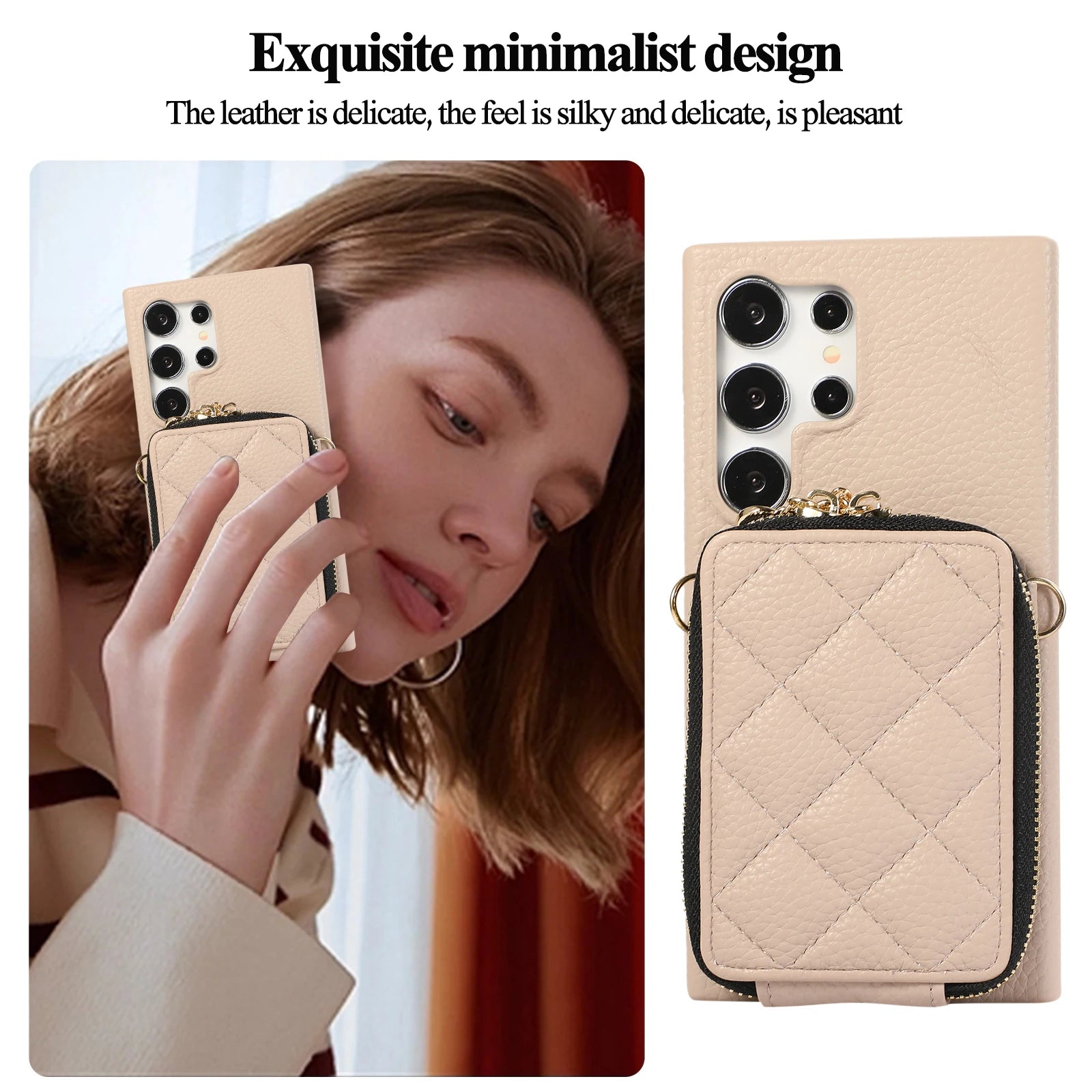 Crossbody Zipper Wallet Leather Case for Samsung Galaxy S23 Series