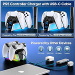 DualSense & DualSense Edge Compatible PS5 Controller Charger Station with LED Status Lights