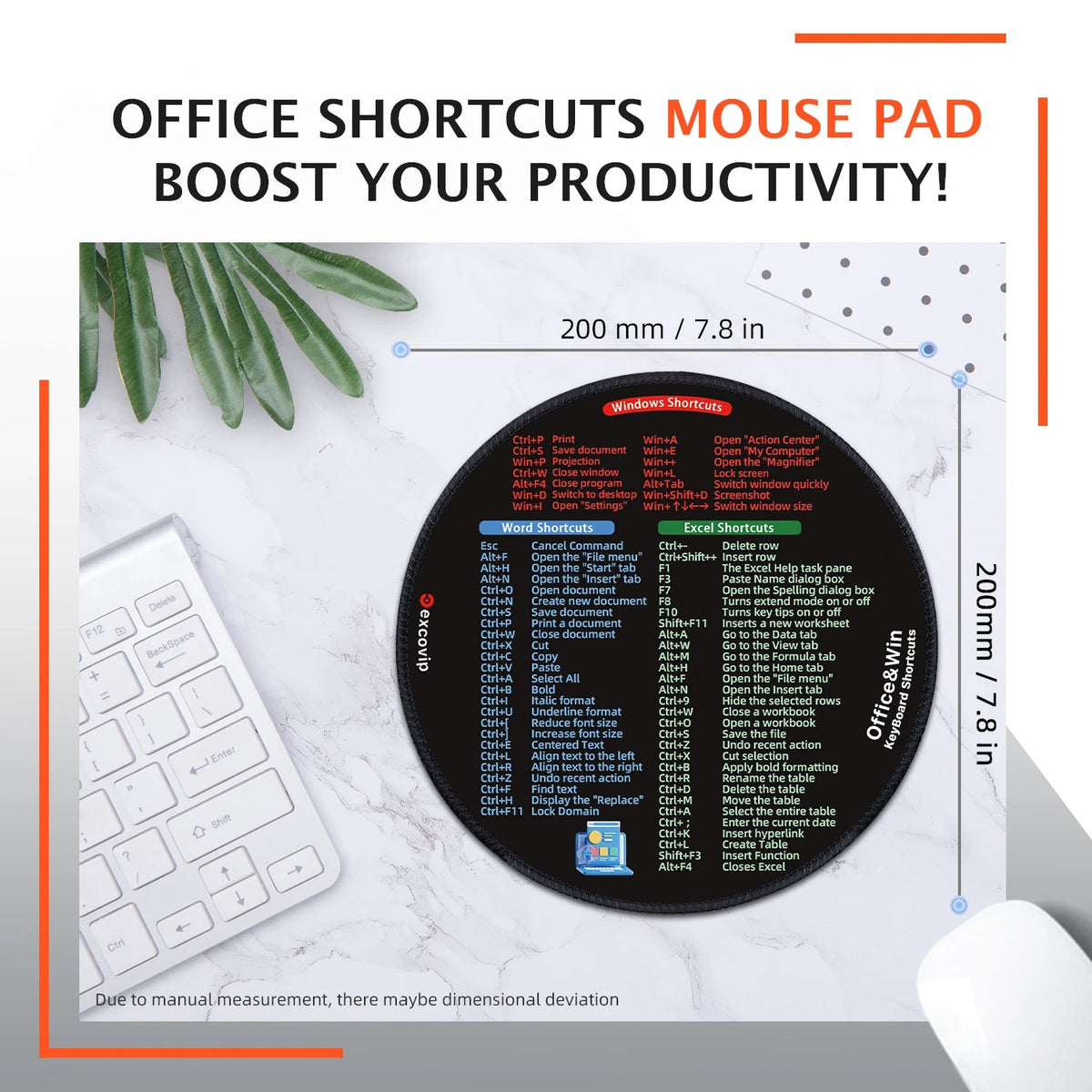 Round Keyboard Shortcuts Reference Mouse Pad