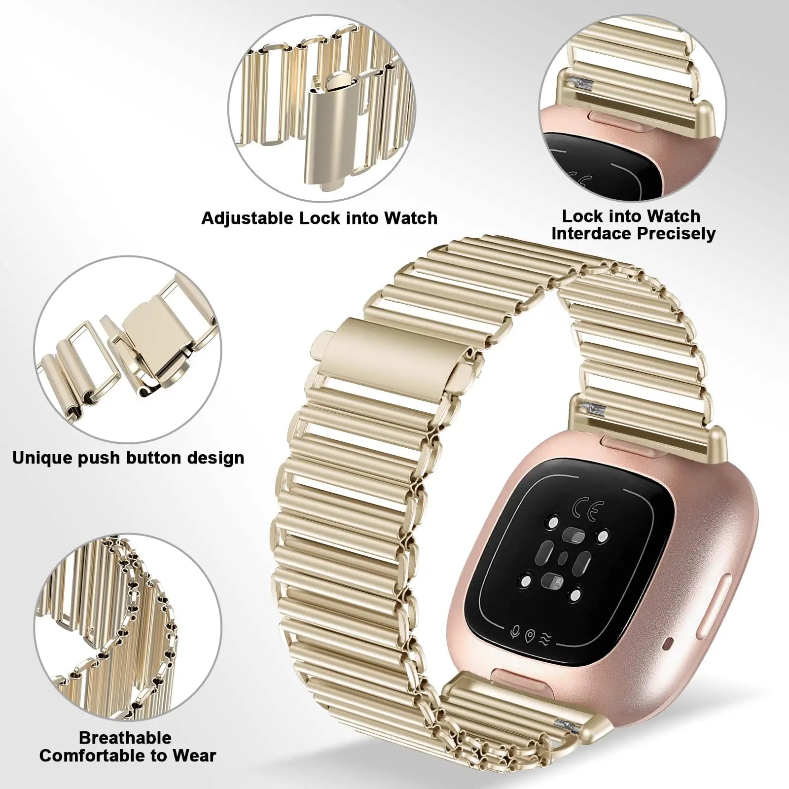 Stainless Steel Metal Band Replacement for Fitbit Versa 4