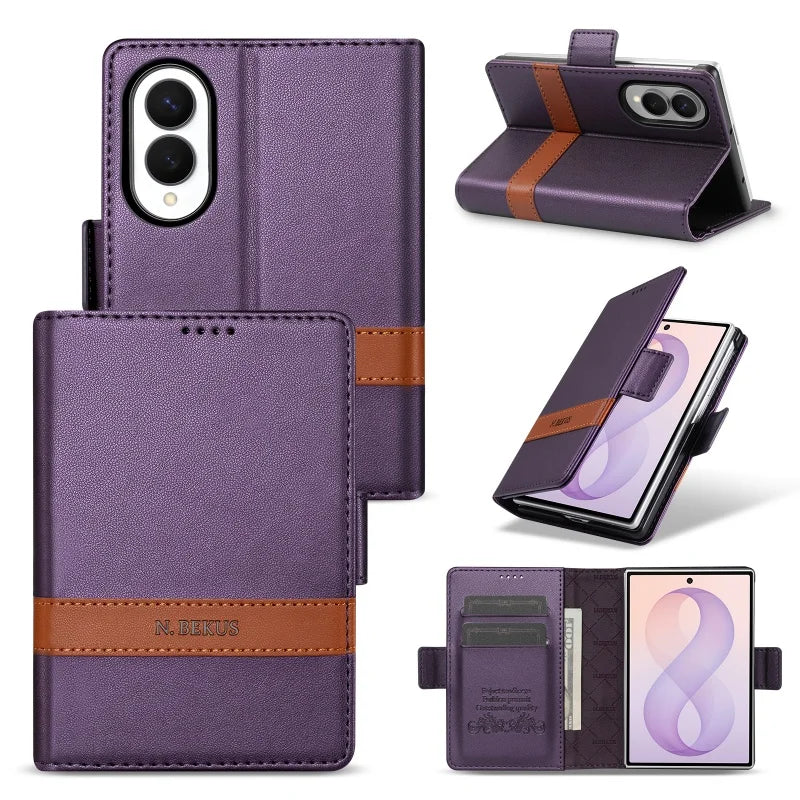 Embossed Leather Flip Wallet Case with Two Card Slots for Samsung Galaxy Z Fold 8