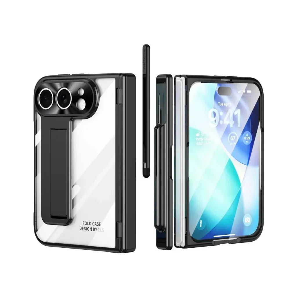 Clear Hinge Protection Case with Integrated Stylus Slot for iPhone Duo