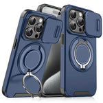 iPhone 16 Series TPU + PC Bumper Case with 360° Rotating Hidden Metal Ring