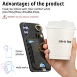 Leather Card Holder Case with 360° Rotating Ring Kickstand for Samsung Galaxy S26 Series