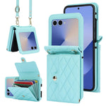 Anti-Drop Leather Wallet Case with Crossbody Strap and Card Holder for Samsung Galaxy Z Flip 7