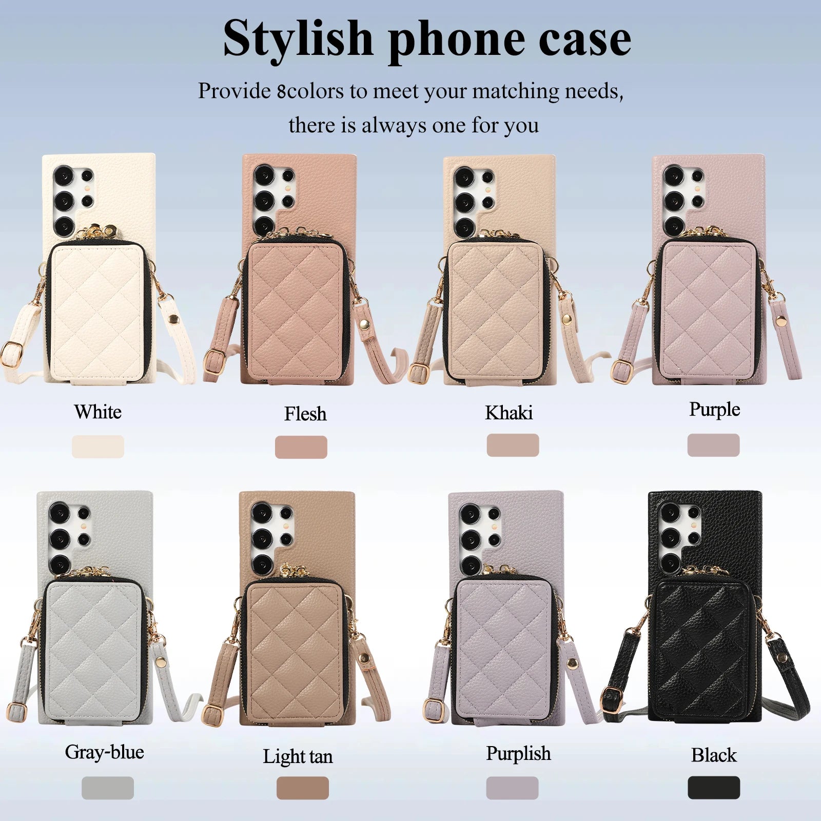 Crossbody Zipper Wallet Leather Case for Samsung Galaxy S23 Series