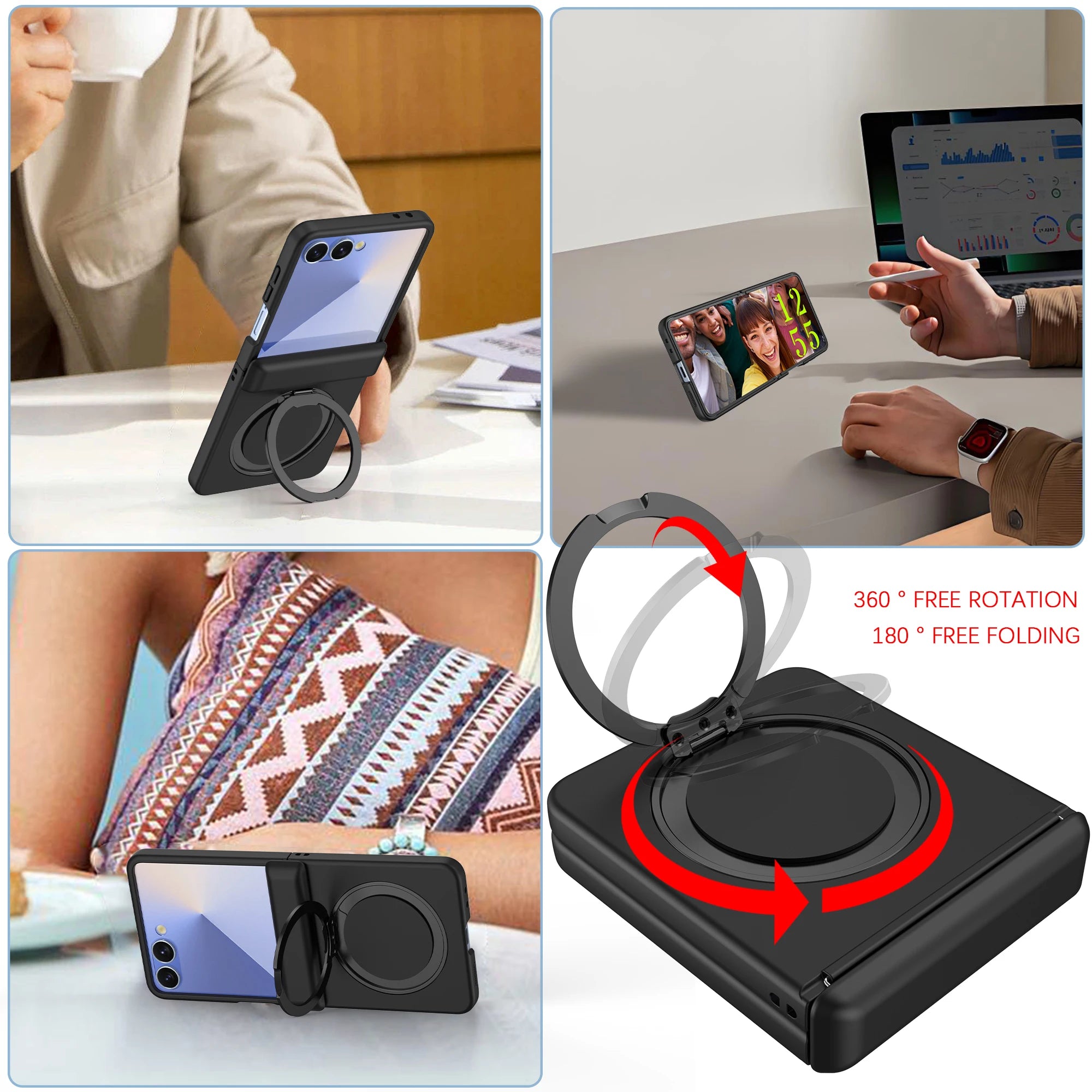 Skin Feel TPU Magnetic Case with 360° Rotating Bracket for Samsung Galaxy Z Flip 7