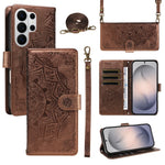 Embossed Mandala Crossbody Leather Wallet Case for Samsung S26 Series